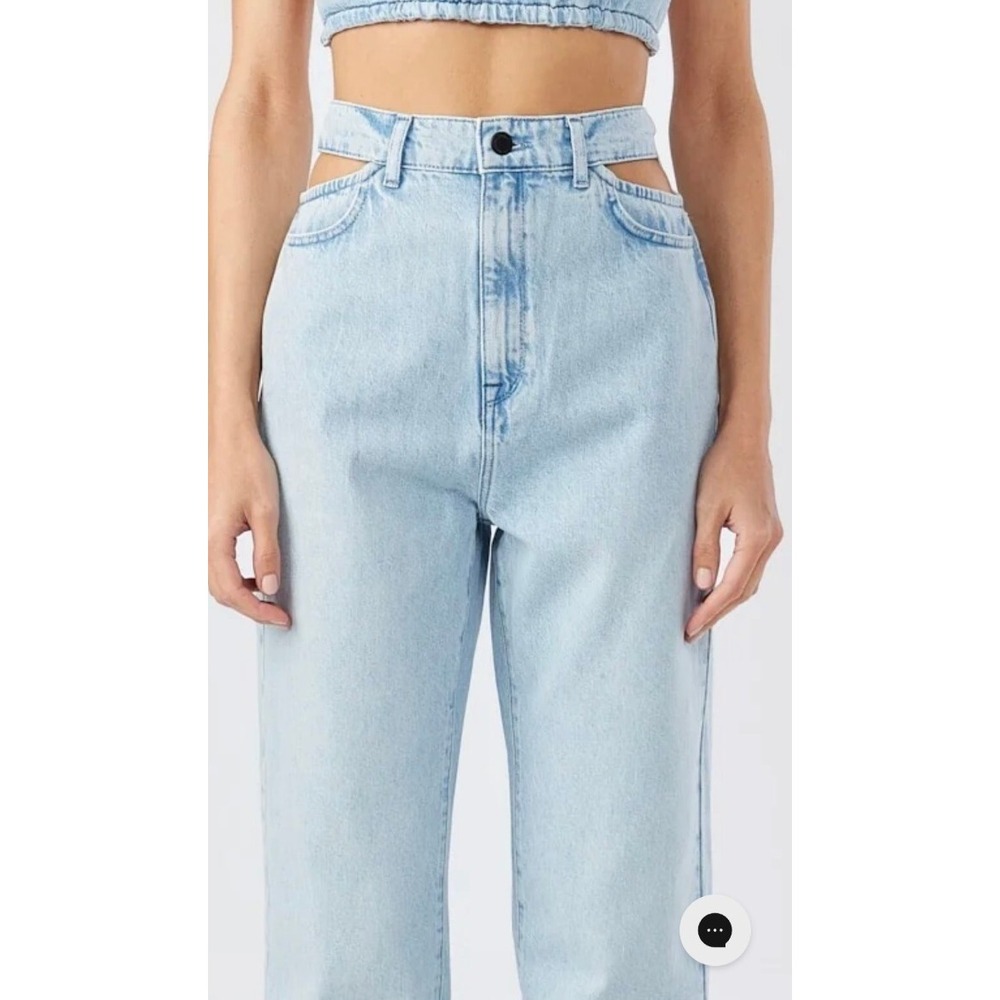 Triarchy Jeans Womens 26 Ms. Stone Cut-Out High Rise Straight Leg Light Indigo